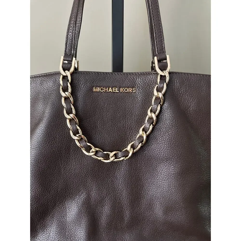 Michael Kors Harper Medium Tote Bag Dark Brown